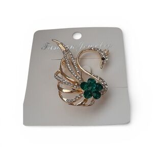 Swan Brooch with Rhinestone